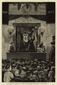 Et kommunistmøte i Paris, Louise Michel taler til publikum